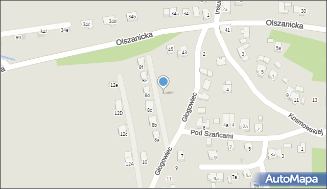 Kraków, Głogowiec, 6c, mapa Krakowa