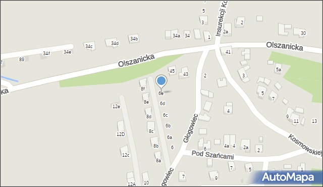 Kraków, Głogowiec, 6e, mapa Krakowa