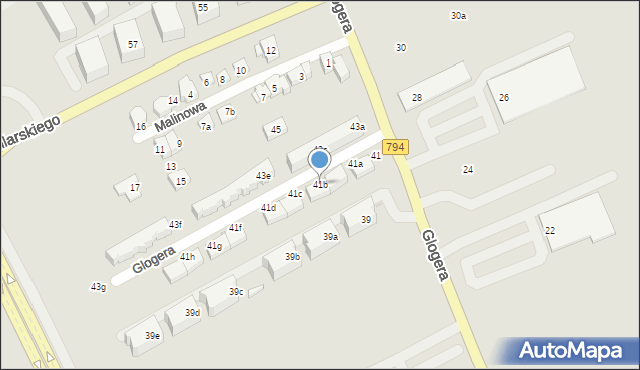 Kraków, Glogera Zygmunta, 41b, mapa Krakowa