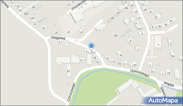 Kraków, Głogowa, 3, mapa Krakowa