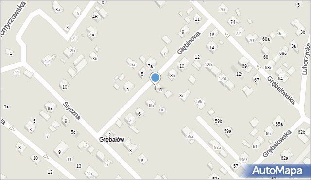 Kraków, Głębinowa, 8a, mapa Krakowa