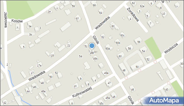 Kraków, Glinik, 49c, mapa Krakowa