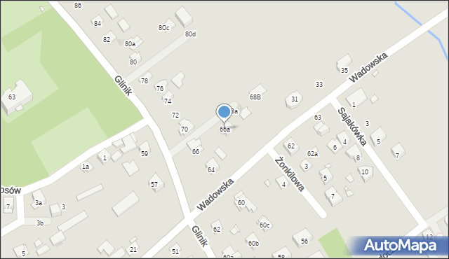 Kraków, Glinik, 66a, mapa Krakowa