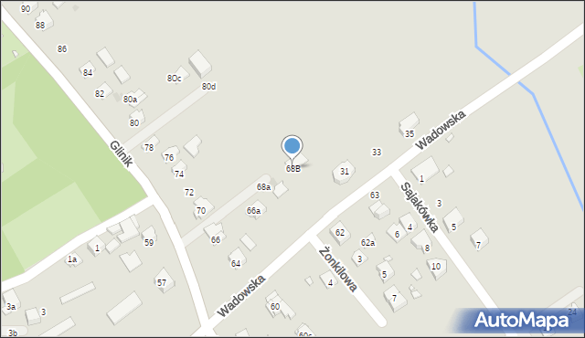 Kraków, Glinik, 68B, mapa Krakowa