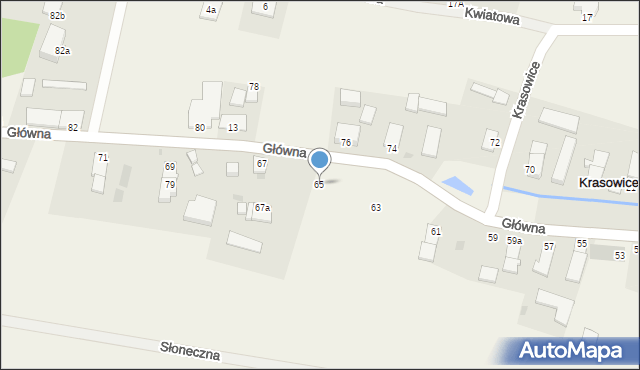 Krasowice, Główna, 65, mapa Krasowice