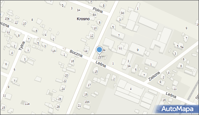 Krosno, Główna, 13, mapa Krosna