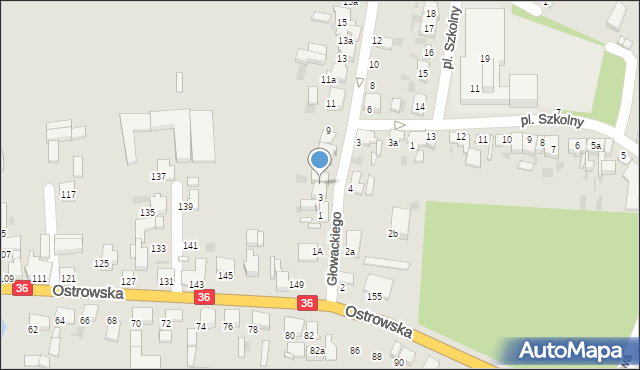 Krotoszyn, Głowackiego, 5, mapa Krotoszyna