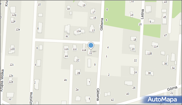 Krupia Wólka, Główna, 11, mapa Krupia Wólka