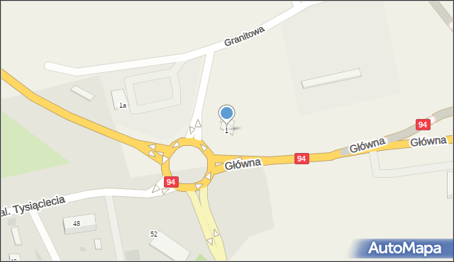 Kruszyn, Główna, 1, mapa Kruszyn