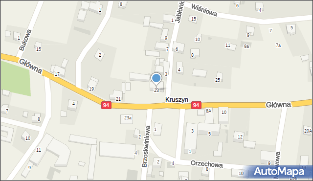 Kruszyn, Główna, 23, mapa Kruszyn