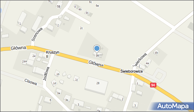 Kruszyn, Główna, 35, mapa Kruszyn