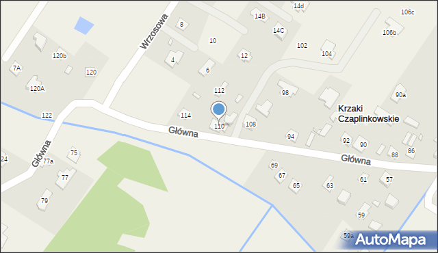 Krzaki Czaplinkowskie, Główna, 110, mapa Krzaki Czaplinkowskie