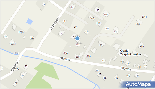 Krzaki Czaplinkowskie, Główna, 112, mapa Krzaki Czaplinkowskie