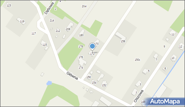 Krzaki Czaplinkowskie, Główna, 172, mapa Krzaki Czaplinkowskie