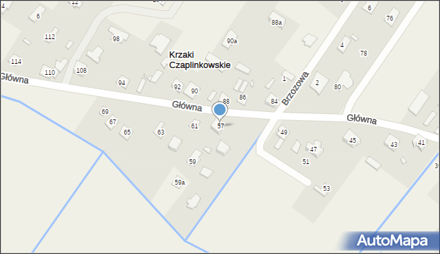 Krzaki Czaplinkowskie, Główna, 57, mapa Krzaki Czaplinkowskie