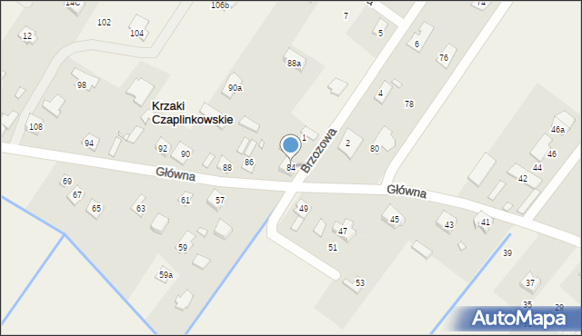 Krzaki Czaplinkowskie, Główna, 84, mapa Krzaki Czaplinkowskie