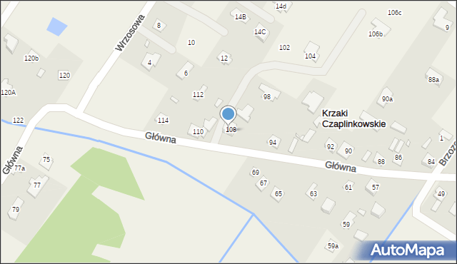 Krzaki Czaplinkowskie, Główna, 96, mapa Krzaki Czaplinkowskie