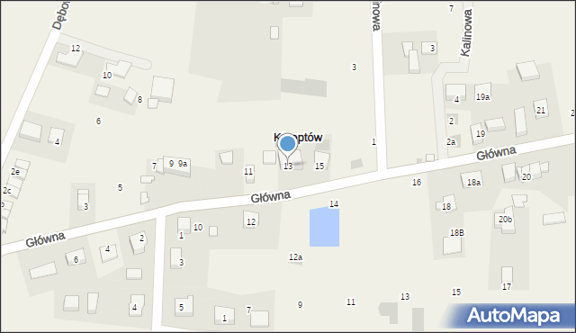 Krzeptów, Główna, 13, mapa Krzeptów