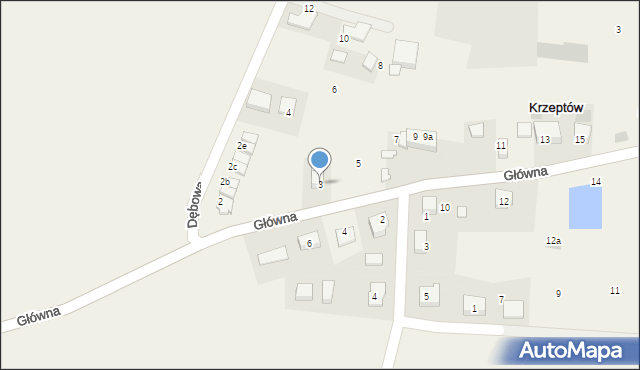 Krzeptów, Główna, 3, mapa Krzeptów