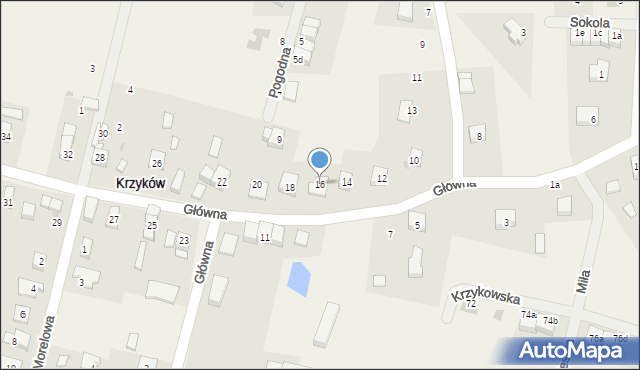 Krzyków, Główna, 16, mapa Krzyków