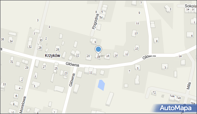 Krzyków, Główna, 18, mapa Krzyków