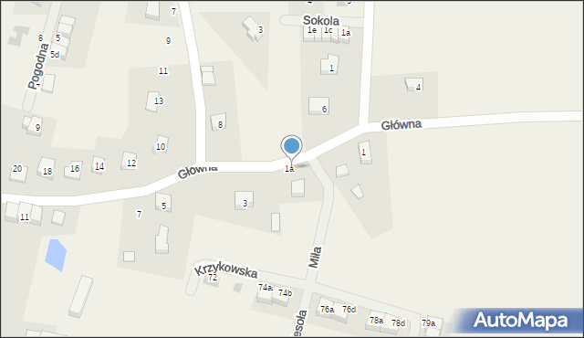 Krzyków, Główna, 1a, mapa Krzyków