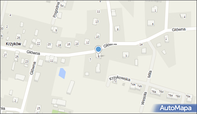 Krzyków, Główna, 5, mapa Krzyków