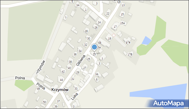 Krzymów, Główna, 23, mapa Krzymów