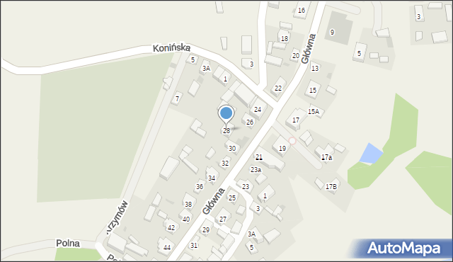 Krzymów, Główna, 28, mapa Krzymów