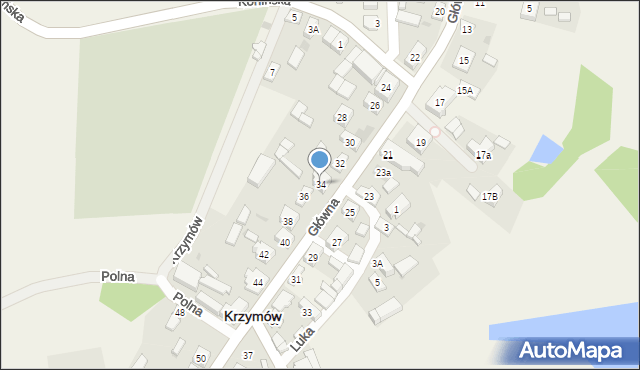 Krzymów, Główna, 34, mapa Krzymów