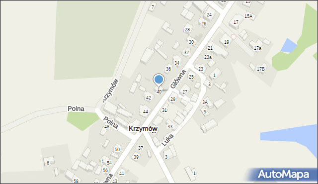 Krzymów, Główna, 40, mapa Krzymów