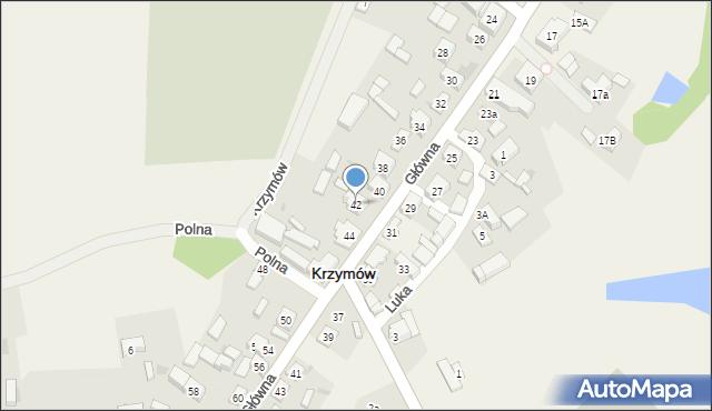 Krzymów, Główna, 42, mapa Krzymów