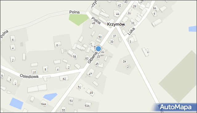 Krzymów, Główna, 43, mapa Krzymów