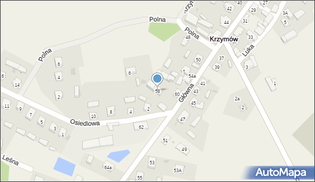 Krzymów, Główna, 58, mapa Krzymów