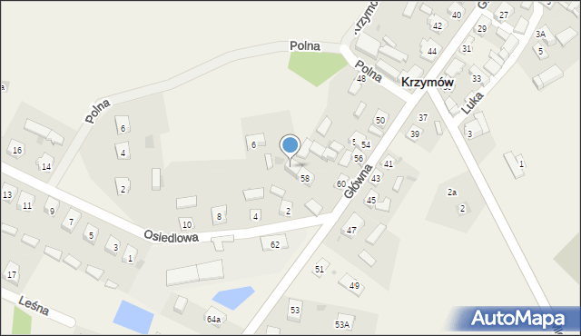 Krzymów, Główna, 58a, mapa Krzymów