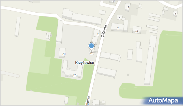 Krzyżowice, Główna, 2B, mapa Krzyżowice