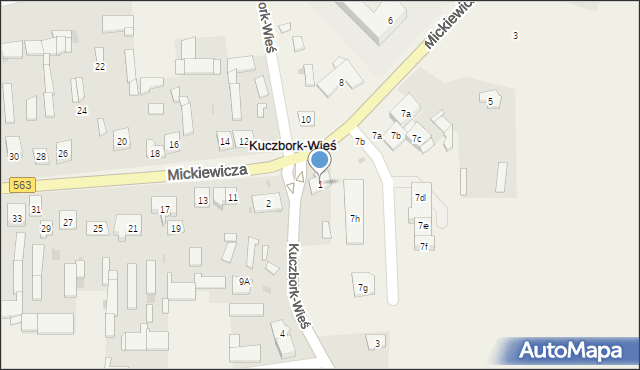 Kuczbork-Wieś, Glinki, 1, mapa Kuczbork-Wieś