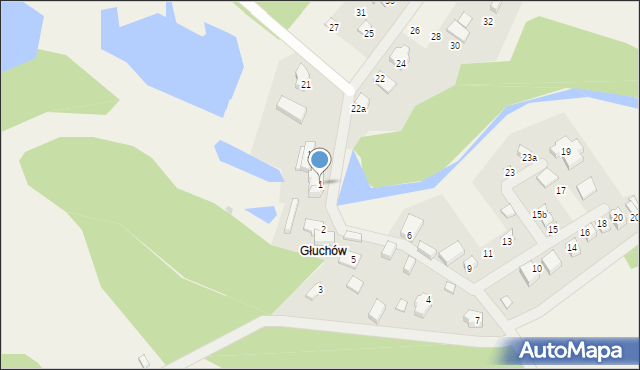 Kuźnica Głogowska, Głuchów, 1, mapa Kuźnica Głogowska