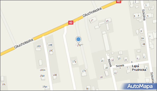 Łąka Prudnicka, Głuchołaska, 17b, mapa Łąka Prudnicka