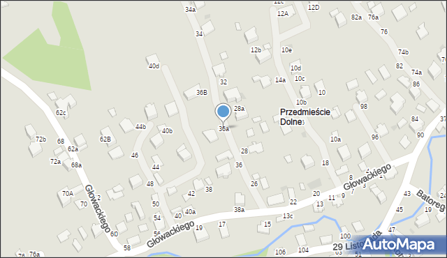 Łańcut, Głowackiego Bartosza, 36a, mapa Łańcut