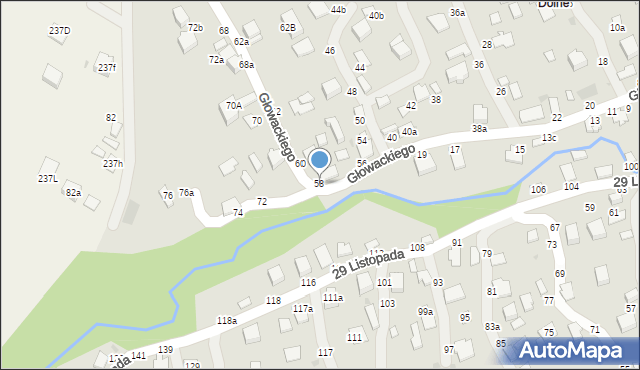 Łańcut, Głowackiego Bartosza, 58, mapa Łańcut