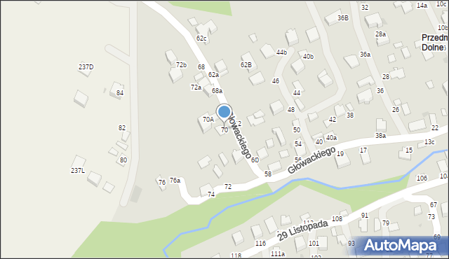 Łańcut, Głowackiego Bartosza, 70, mapa Łańcut