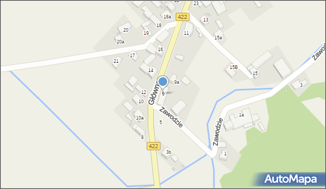 Łany, Główna, 9, mapa Łany