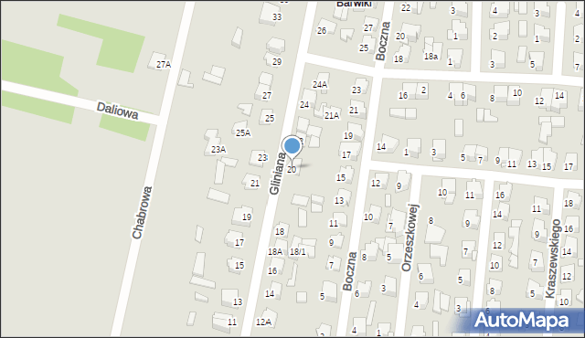 Łapy, Gliniana, 20, mapa Łapy