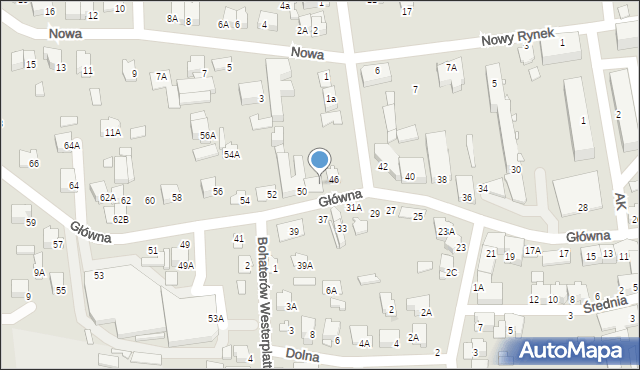 Łapy, Główna, 48, mapa Łapy