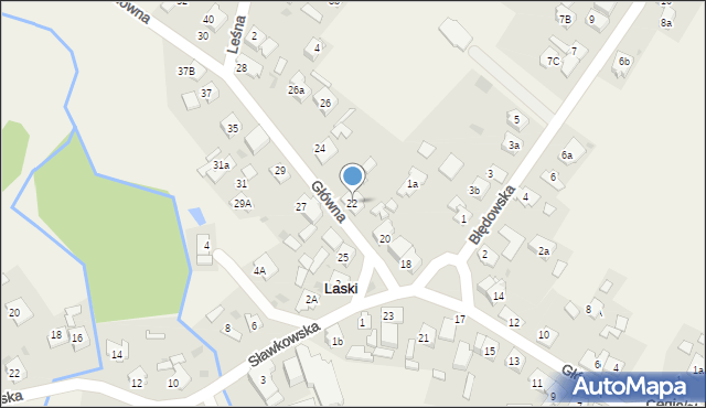 Laski, Główna, 22, mapa Laski