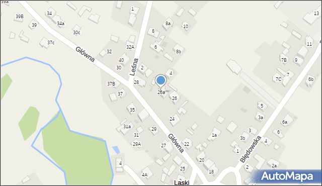 Laski, Główna, 26a, mapa Laski