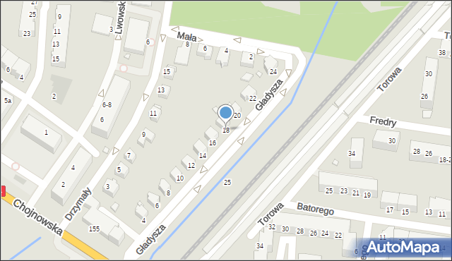 Legnica, Gładysza Bronisława, ks., 18, mapa Legnicy