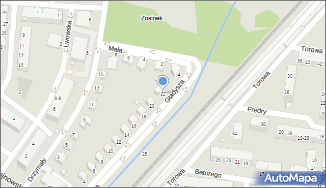 Legnica, Gładysza Bronisława, ks., 22, mapa Legnicy