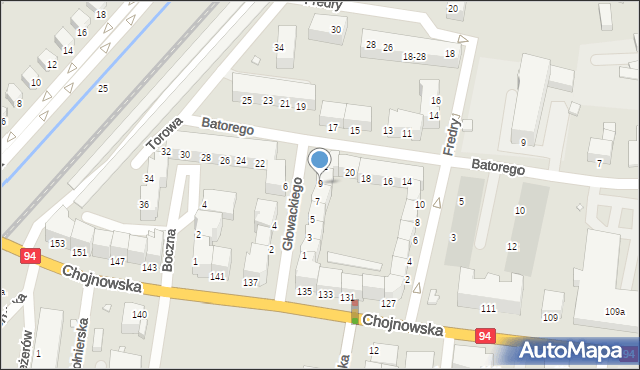 Legnica, Głowackiego Bartosza, 9, mapa Legnicy